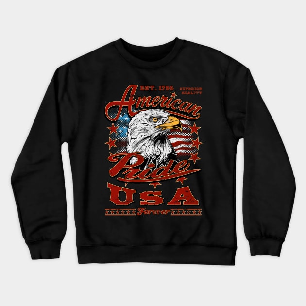 American Pride Eagle USA Crewneck Sweatshirt by RockabillyM